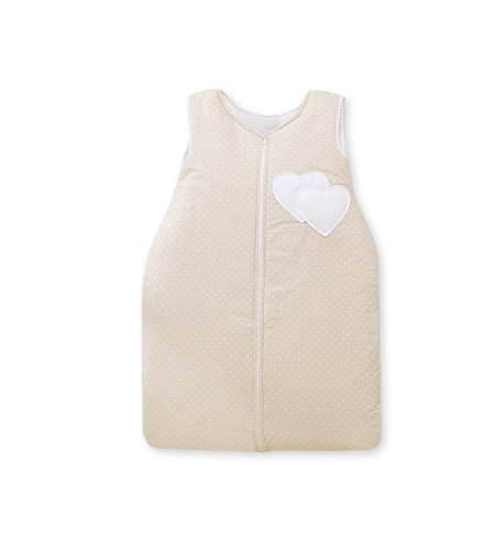 Vauvan unipussi - Hanging Hearts Beige Valkoisilla Pilkuilla