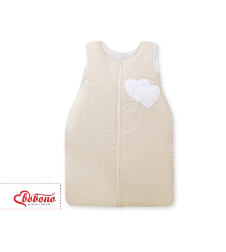 Vauvan unipussi - Hanging Hearts Beige Valkoisilla Pilkuilla