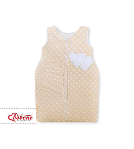 Vauvan unipussi - Hanging Hearts Beige Valkoisilla Pilkuilla
