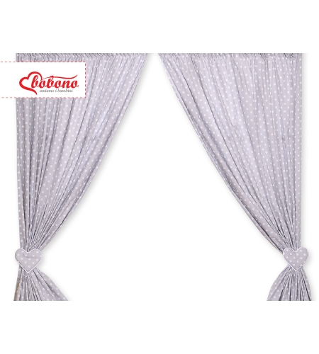 Vauvan verhot - Hanging Hearts Harmaa Valkoisilla Pilkuilla