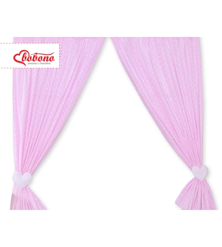 Vauvan verhot - Hanging Hearts Vaaleanpunainen Valkoisilla Pilkuilla