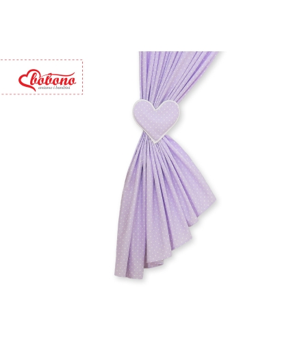 Vauvan verhot - Hanging Hearts Violetti Valkoisilla Pilkuilla