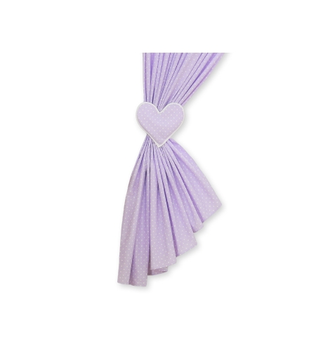 Vauvan verhot - Hanging Hearts Violetti Valkoisilla Pilkuilla