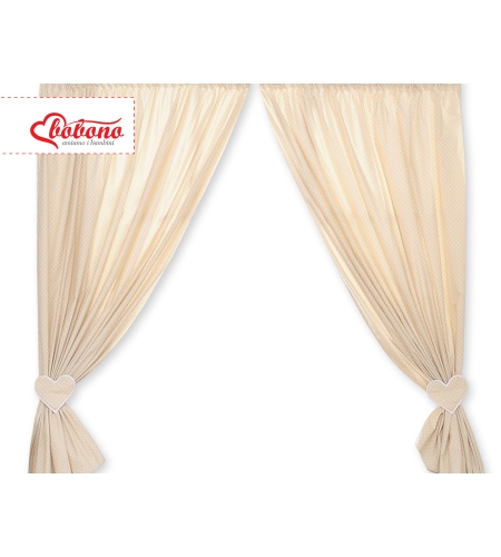 Verhot vauvan huoneeseen - Hanging Hearts Beige Valkoisilla Pilkuilla