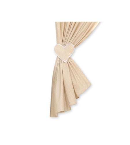 Verhot vauvan huoneeseen - Hanging Hearts Beige Valkoisilla Pilkuilla