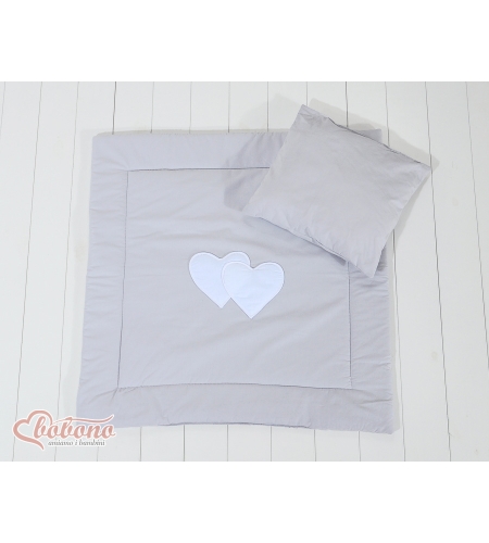 Vuodevaatesetti vaunuihin - Hanging hearts Harmaa