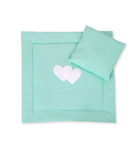 Vuodevaatesetti vaunuihin - Hanging hearts Minttu