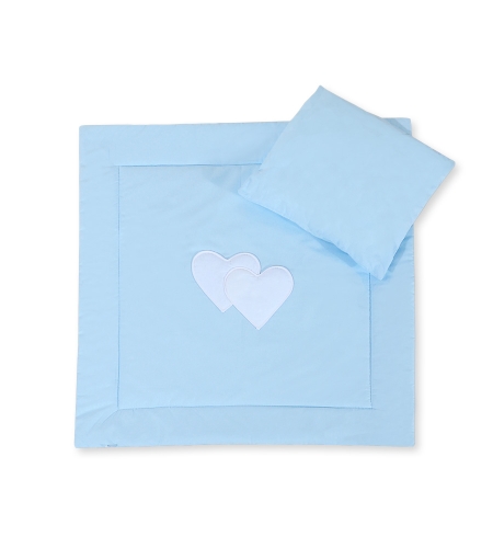 Vuodevaatesetti vaunuihin - Hanging hearts Sininen