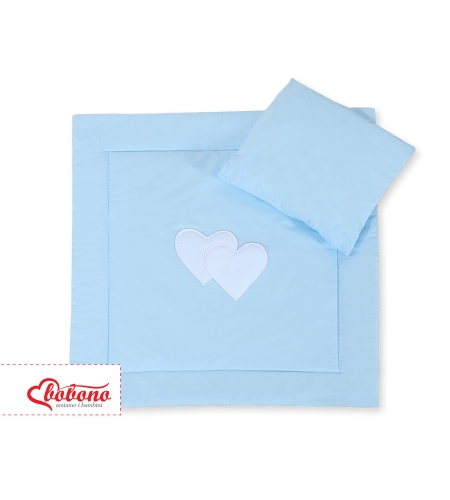 Vuodevaatesetti vaunuihin - Hanging hearts Sininen