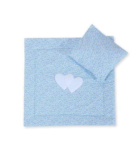 Vuodevaatesetti vaunuihin - Hanging hearts Sininen Kukkaketo Kukat