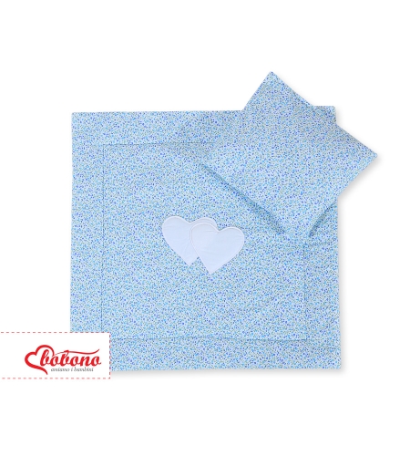 Vuodevaatesetti vaunuihin - Hanging hearts Sininen Kukkaketo Kukat