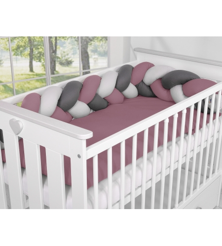 Vauvan sängyn reunapehmuste - 1,8m - Kopfschutz für Babybett- pastellinvioletti - harmaa - antrasiitti